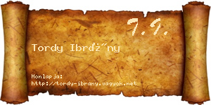 Tordy Ibrány névjegykártya